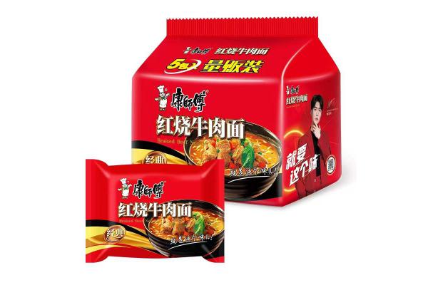 康师傅经典红烧牛肉面（五连包105克*5袋*6包）