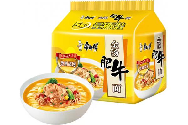康师傅酸香爽金汤肥牛面五连包（105克*5*6包）量贩装